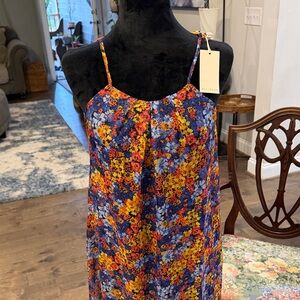 MELLODAY Floral Midi Dress - Blue and Orange